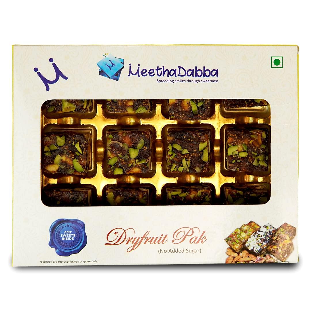 MEETHADABBA MeethaDabba Anjir Pak, Sugar Free Indian Sweet, No Added Sugar, Dry Fruit Mithai, For Diabetic Patients, Anjeer Dry Fruit Pak, 12 pcs 250 grams