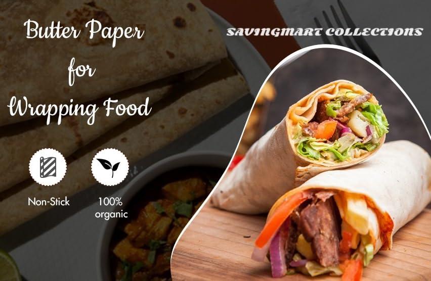 SAVINGMART COLLECTIONS 55 MTR Food Wrapping Butter Paper | ROTI WRAP | CHAPATI WRAP| Burger WRAP| FOIL WRAP | Paper FOIL| Paper WRAP|