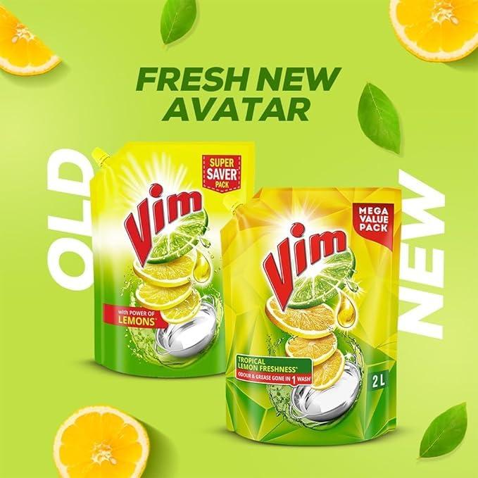 Generic Vim Dishwash Liquid Gel Lemon Refill Pouch, 2 Ltr