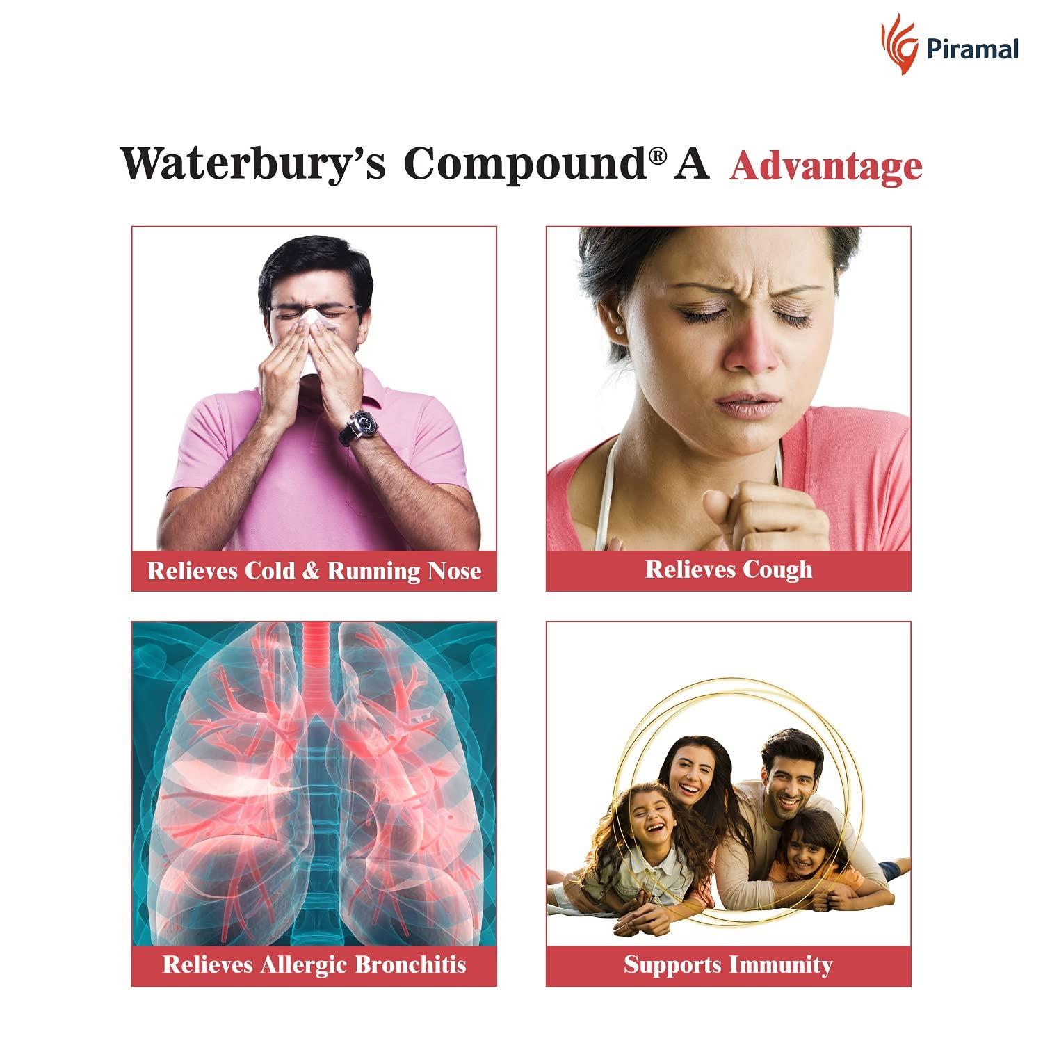 Waterbury's Compound Waterbury's Compound A-Provides Quick Relief from Cold & Cough| Ayurvedic Immunity Booster | 250 ml x Pack of 3