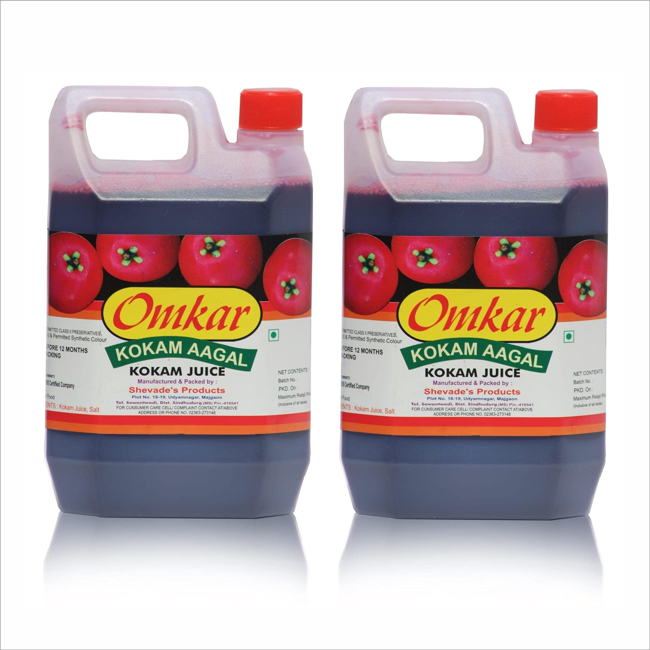 Omkar Products Omkar Products Kokam Juice (Kokam Agal) (Without Sugar)- 1000 Ml (Pack of 2)