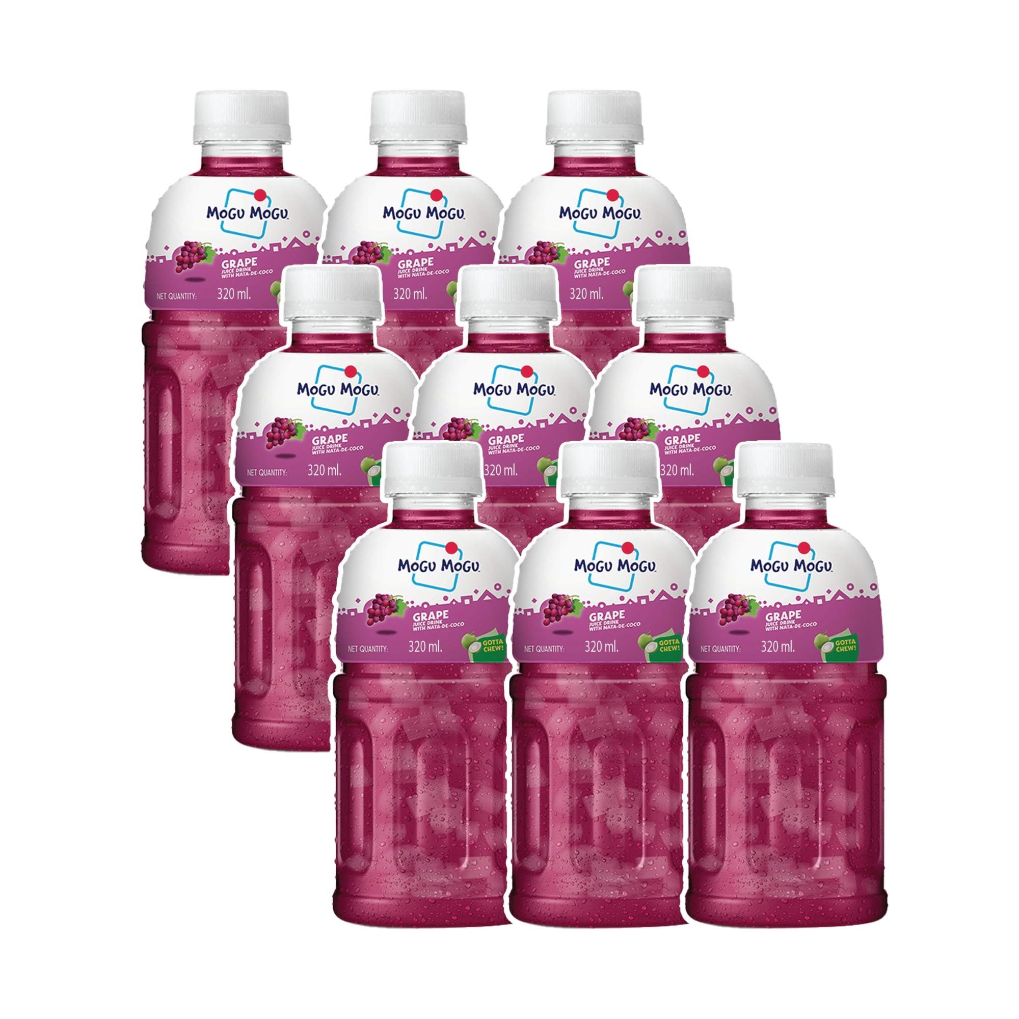 Mogu Mogu Mogu Mogu Grape Juice with 25% NATA De Coco | Energy Booster Drink | Full of Fruit Fibres | No Added Preservatives and Colours - (Pack of 9, 300ml Each)