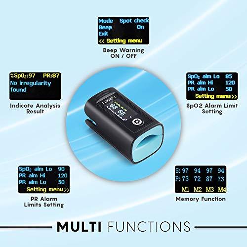 Hesley Hesley Pulse Oximeter Fingertip, Oxygen Saturation Monitor with Plethysmograph and Perfusion Index, Heart Rate and SpO2 Levels Meter with LED Display for Adult (Blue and Black)