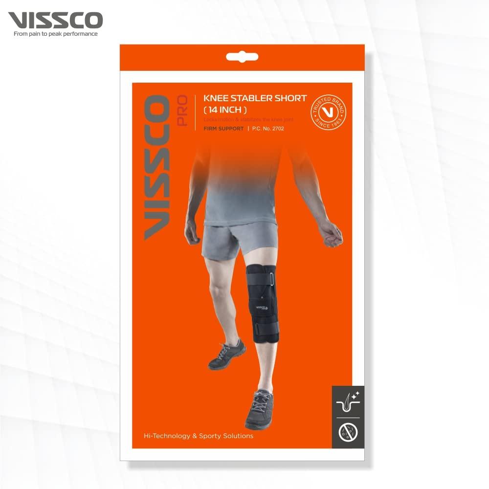 Vissco Vissco Knee Brace - Short 14" Brace (Firm Support), Knee Support for Osteoarthritis of knee joint, Pain Relief, Knee Stabilizer, Joint Injury, Knee Immobilizer - XL (Black)