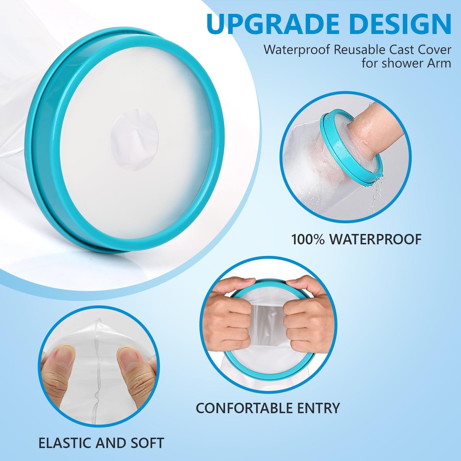 UpGoing Waterproof Foot Cast Wound Cover Protector for Shower Bath, Watertight Cast Bag Covers for Broken Surgery Foot, Wound and Burns Reusable (12.9x13.5x7 Inches) [New Upgrade]