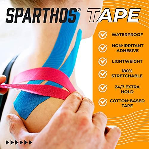 Sparthos Kinesiology Spartan Tape Perfect Support for Athletic Sports Recovery and PhysioTherapy with Taping Guide Inside, Uncut, 2 Inch x 16.4 Feet Roll (Desert Beige)