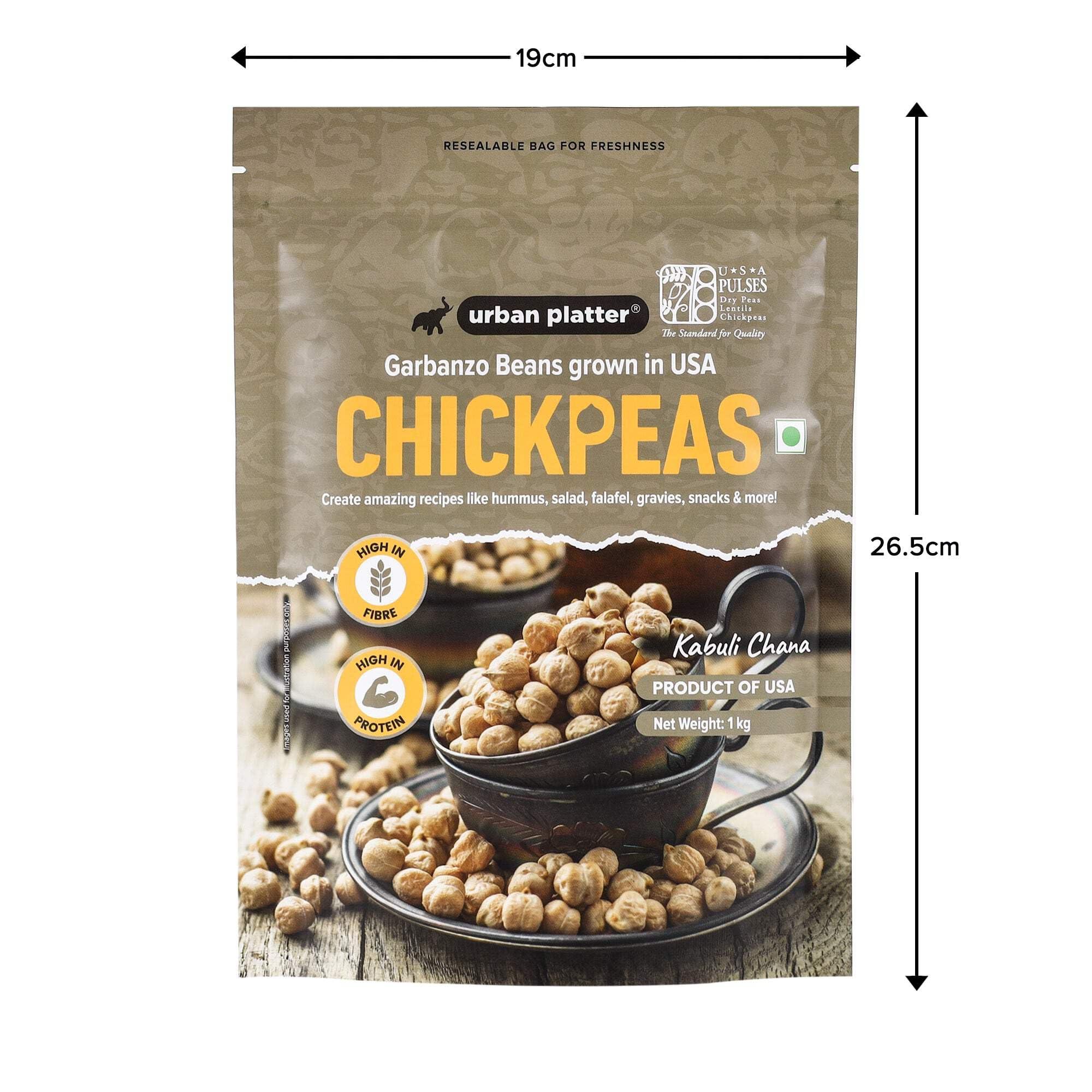 urban platter Urban Platter USA Chickpeas, 1kg (Kabuli Chana | Garbanzo Beans | High in Fibre & Protein)