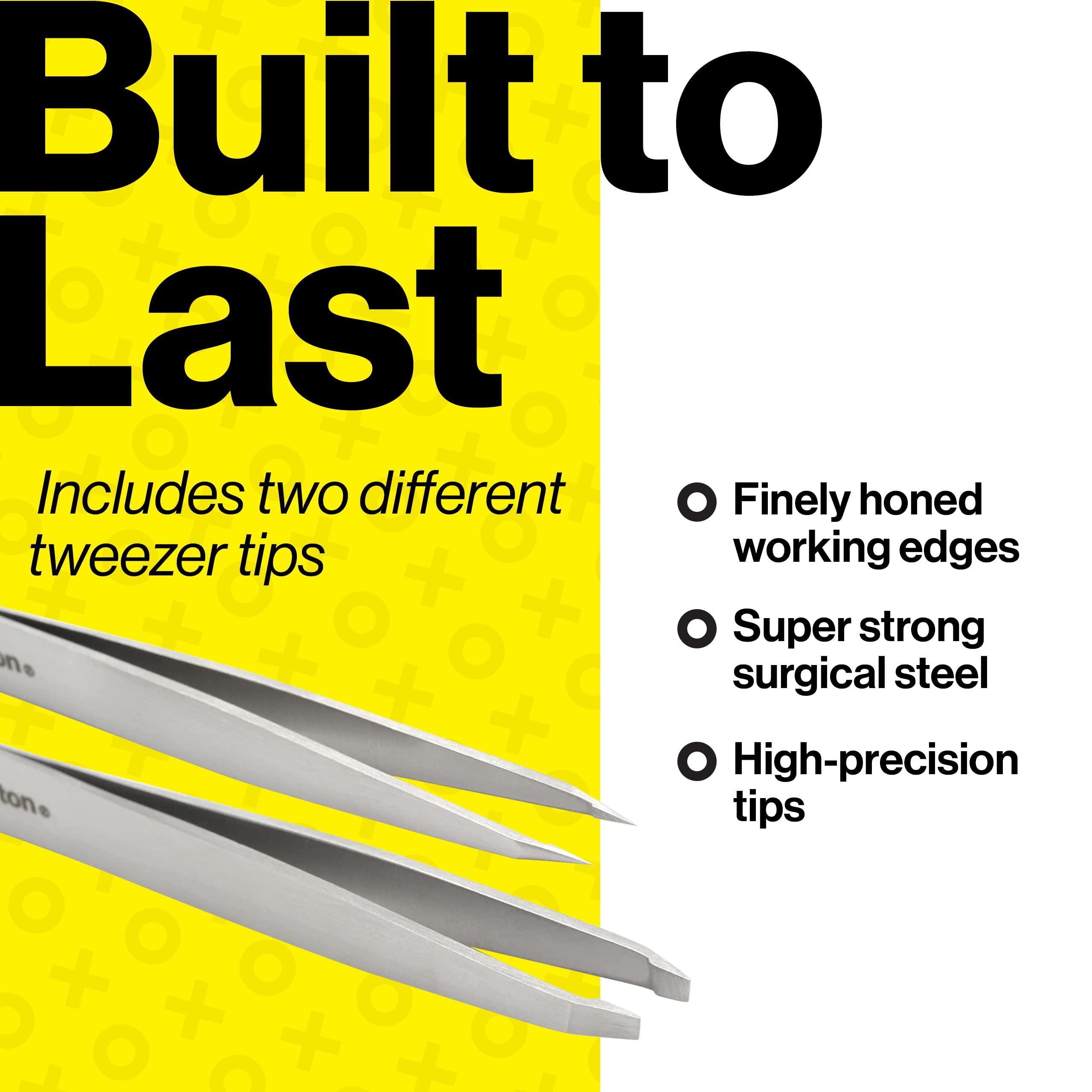 Harperton Harperton Pluckit - Professional Tweezers Set - Slant + Pointed Precision Tips