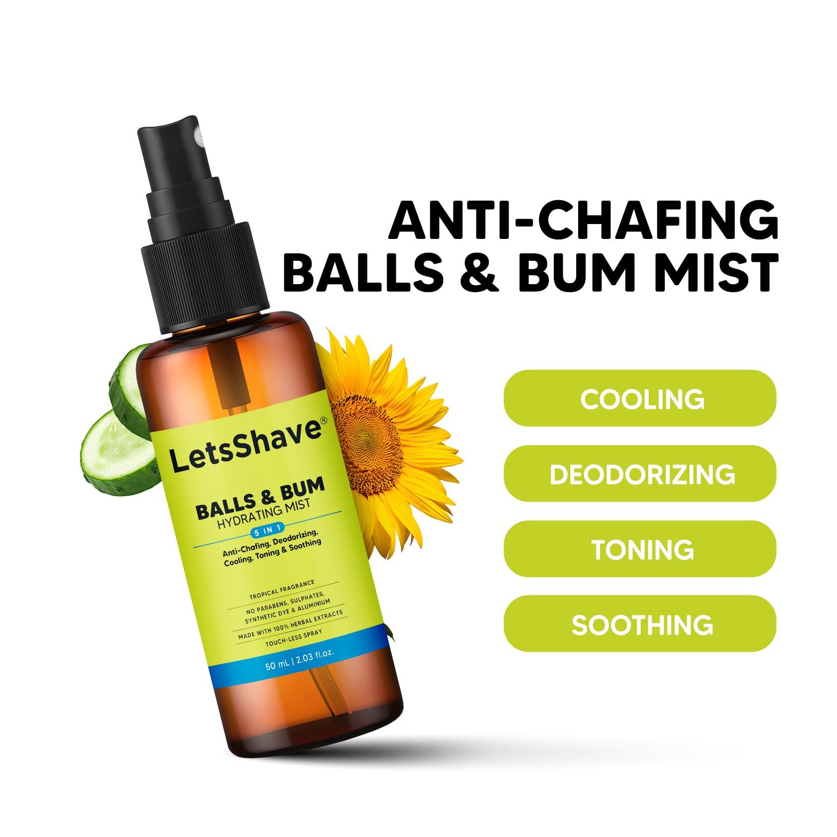 LetsShave LetsShave Balls Mist for Men, Intimate Mist Spray for Fresh & Clean and Dry Balls, 100% Natural Ingredients (50ml), Prevents Odor itch, Intimate Care