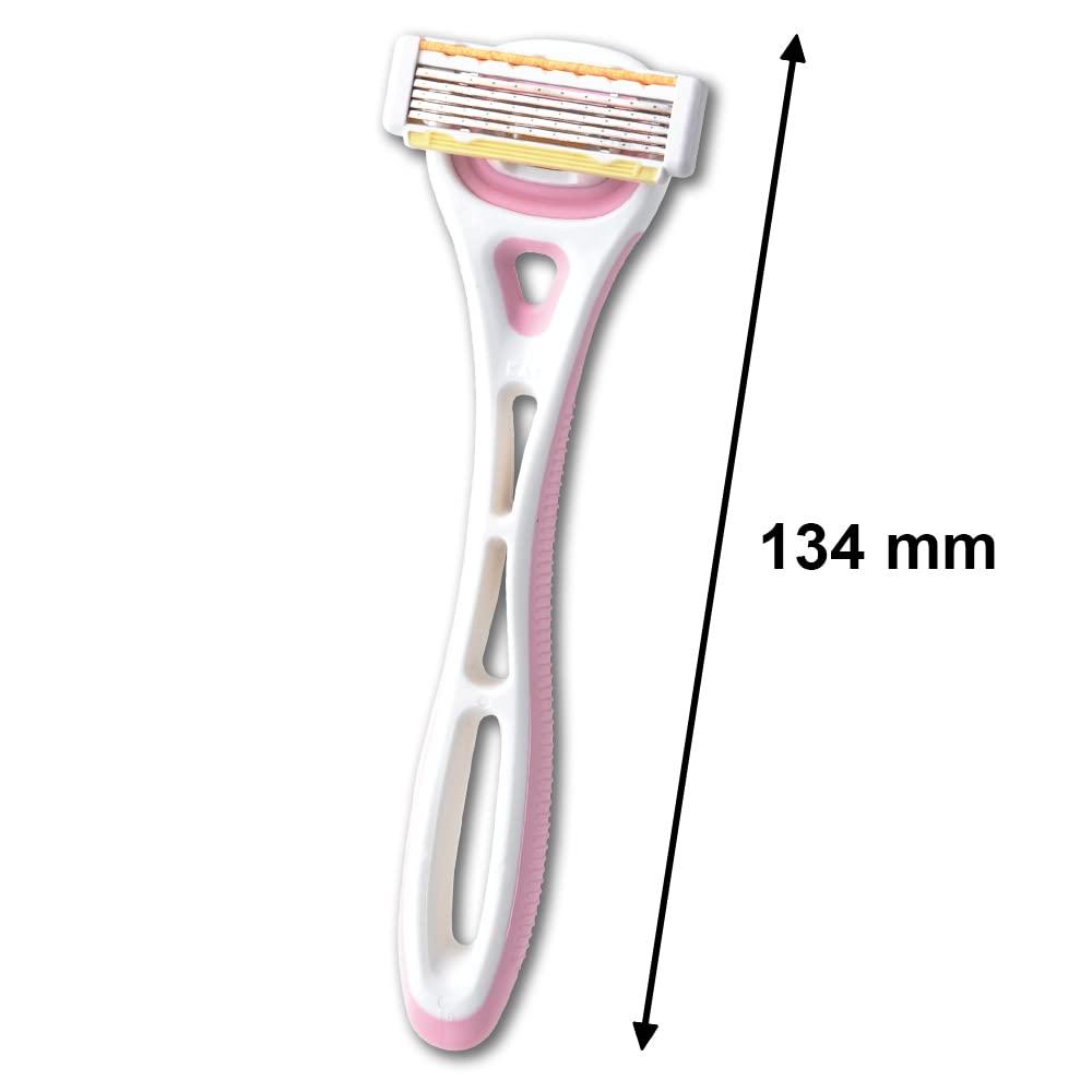 KAI Kai Xfit 5-Blade Body Razor for Women with Aloe Vera Lubricating Strip for Hair Removal Japan-Made Stainless Steel Blades and 3D Pivot Handel,Extra 2 Cartridge's