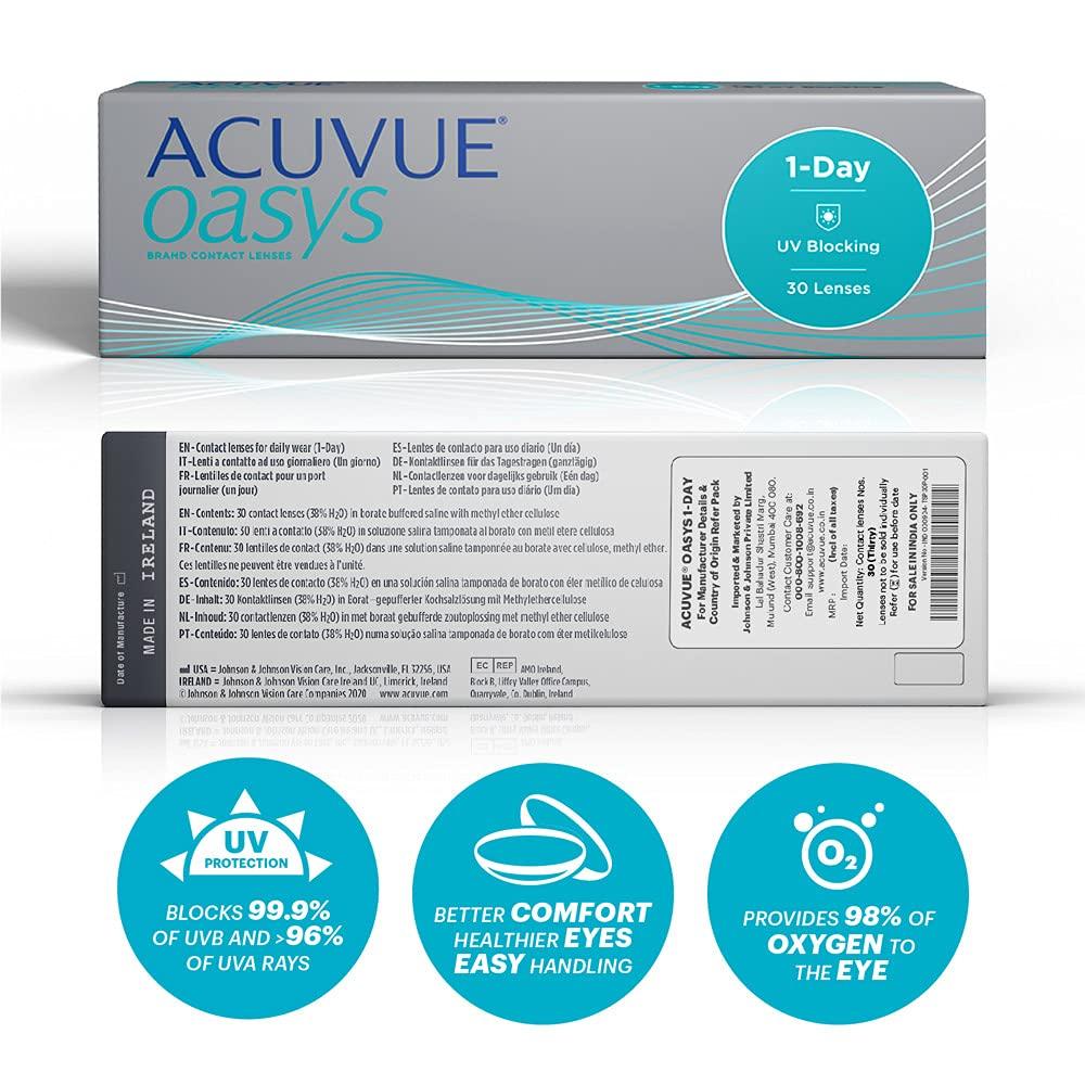 ACUVUE ACUVUE - Oasys 1-Day Daily Disposable Contact Lenses (-5, Clear, Pack of 30 lenses) | From Johnson&Johnson