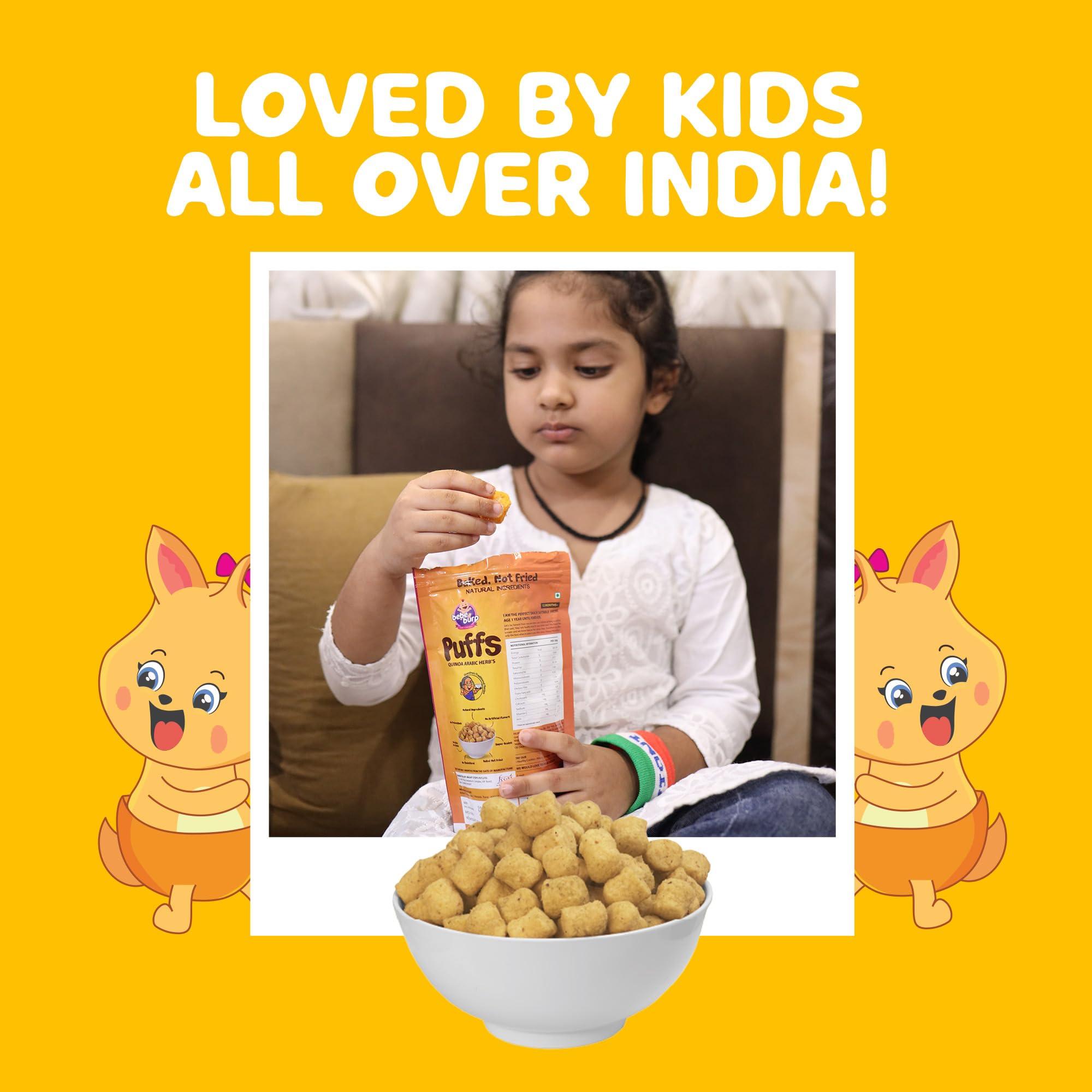 BE\'BE\' BURP BE\'BE\' BURP Healthy Puff Snacks | Quinoa Arabic Herbs | Baked Puffs, Not Fried, Protein Snacks | No Maida & Gluten-Free | Travel-Friendly | 35gms Each (Pack of 4)