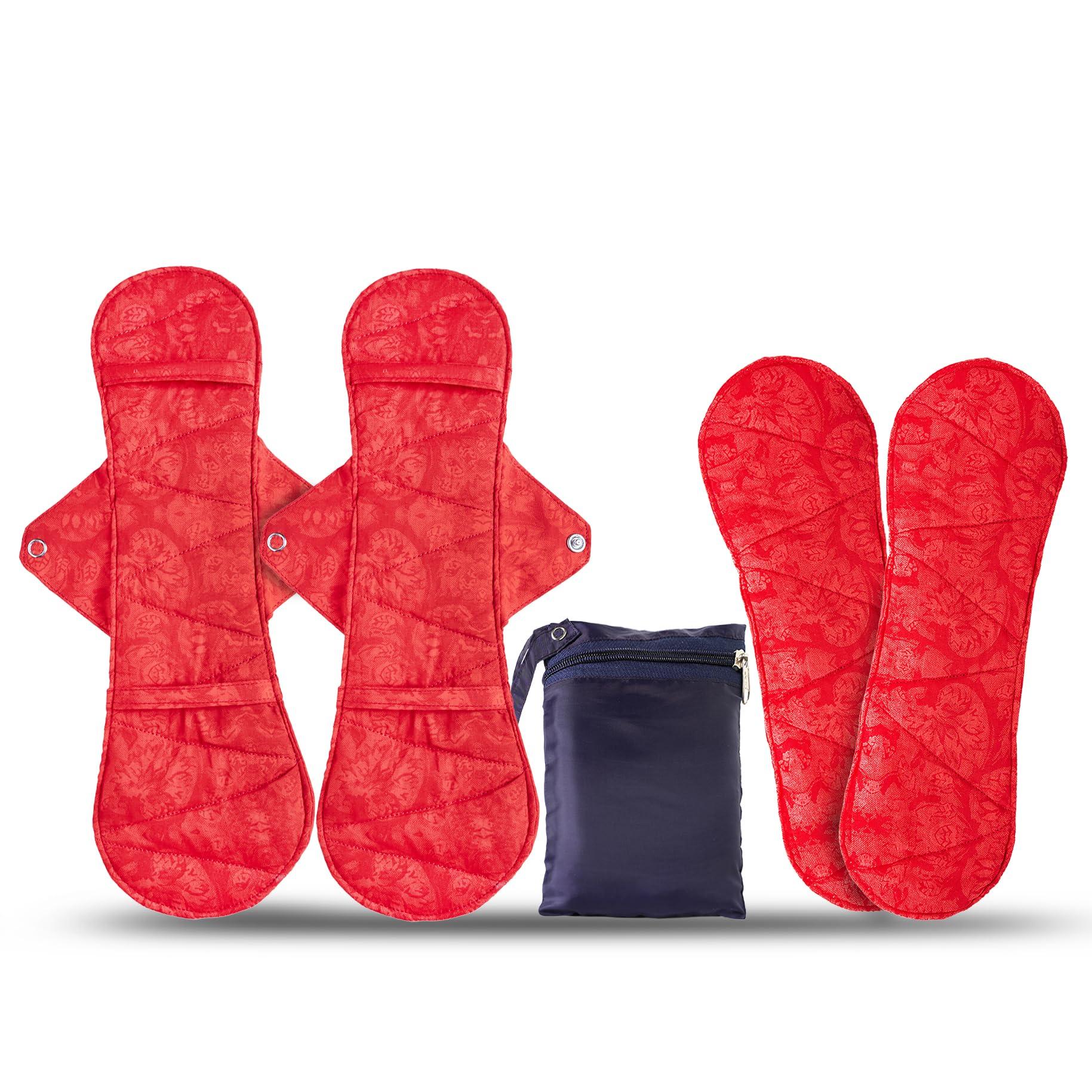 Saukhyam Reusable Pads Saukhyam Reusable Pads Saukhyam For Heavy Flow Pack|Leak-Proof Reusable Cloth Pads|2 Night&1 Day Base+3 Insert|Plus Wet Bag&Pouch|Dual Protection Bases&Inserts|Super Absorbent Banana Fiber