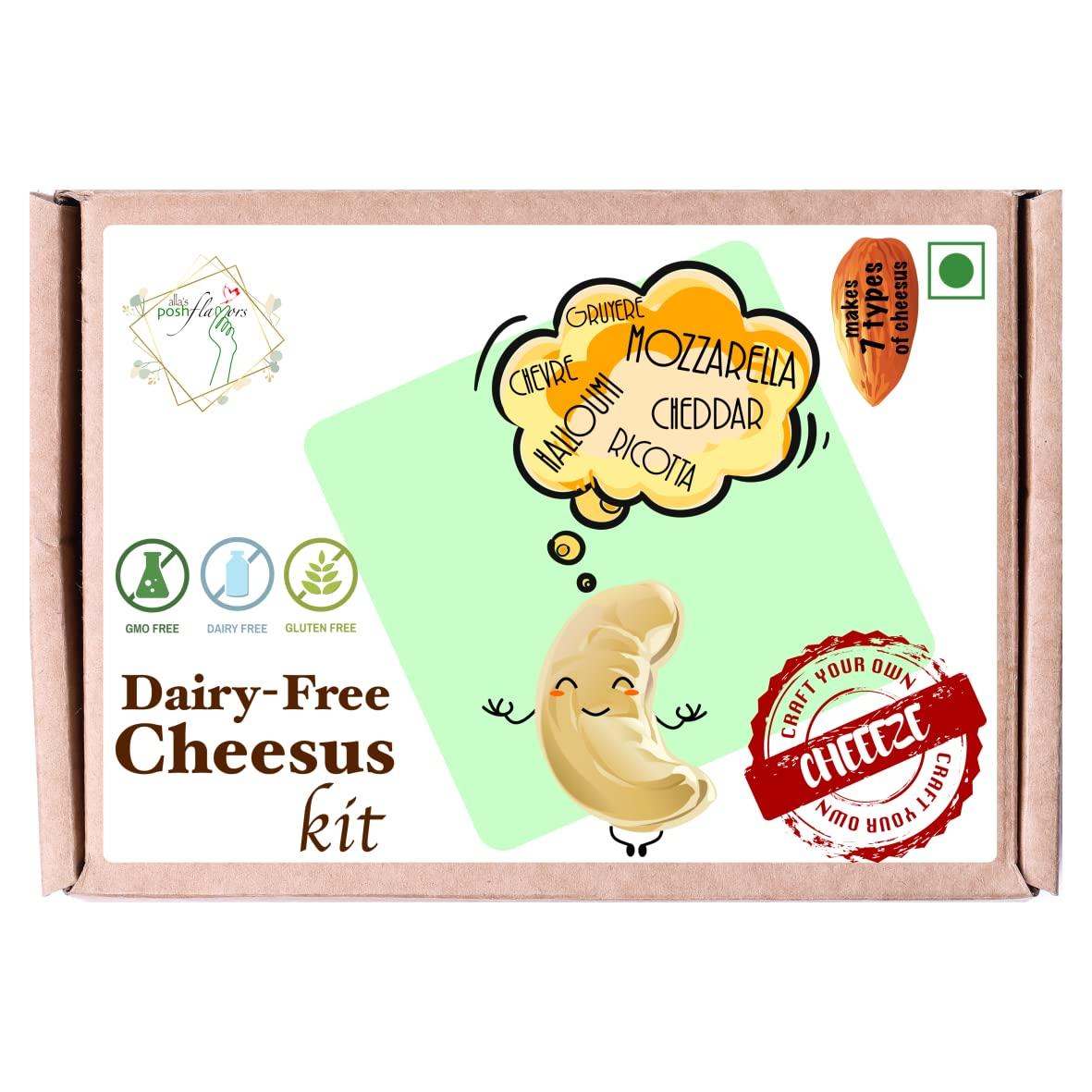 Alla's Posh Flavors Alla's Posh Flavors DIY Dairy-Free Cheese Kit | Make Quick & Easy Mozzarella, Ricotta, Cheddar, Gruyere & Other at Home | Recipes & Pre-Measured Supplies for About 4 kilograms of Dairy-Free Cheese