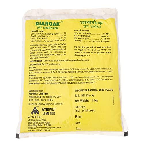 AYURVET Ayurvet Diaroak Cattle Feed Supplement for Cows & Buffaloes All Animals (Powder 1Kg) 2 Free Ruchamax Tonic Powder 30 GM