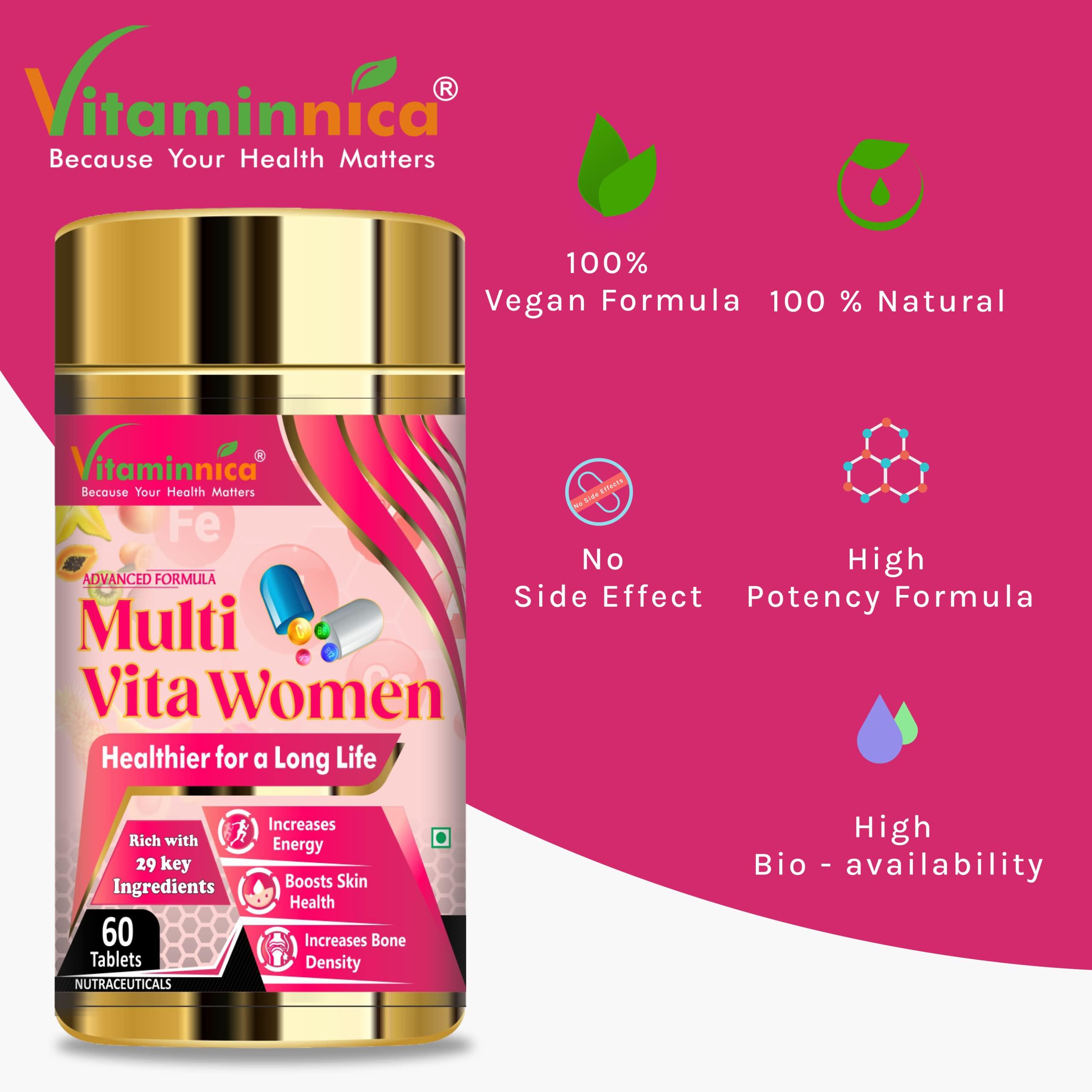 Vitaminnica Because your Health Matters Vitaminnica Combo Pack of Multi Vita Men & Women- 60 Multivitamin Tablets with Vitamin C & 28 other key nutrients for Overall Health & Immunity