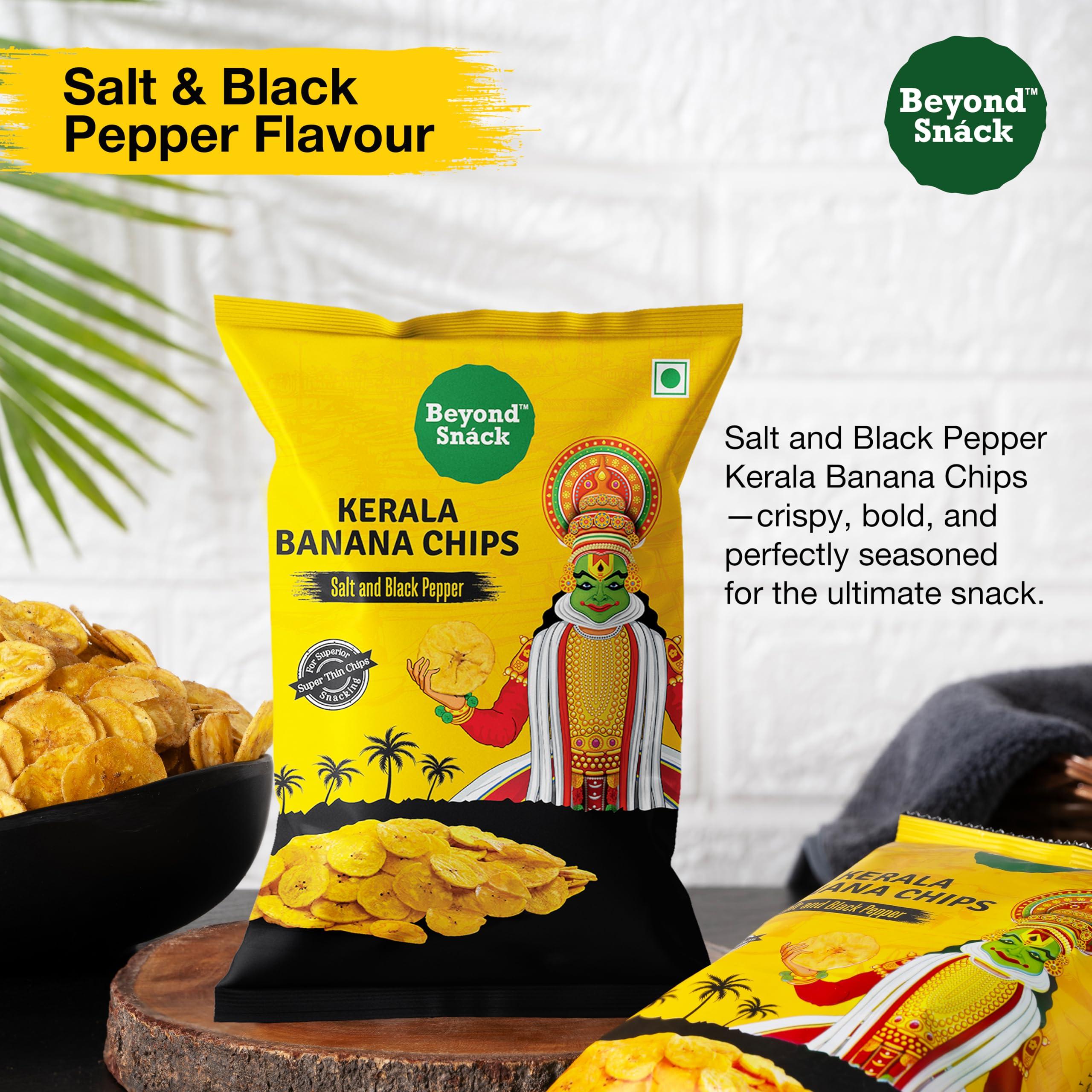 Beyond Snáck Beyond Snack Kerala Banana Chips Thin Cruchy Crispy Snacks Salt and Pepper Flavour 300g (100g*3) - Family Pack