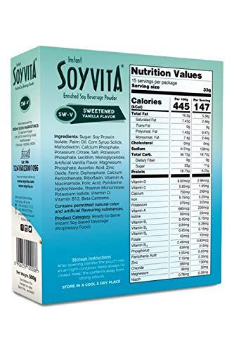 Soyvita SOYVITA - SWEETENED Vanilla | Lactose Free | Vegan | ENRICHED Soy Beverage Powder | Serves-15 (500 GMS)