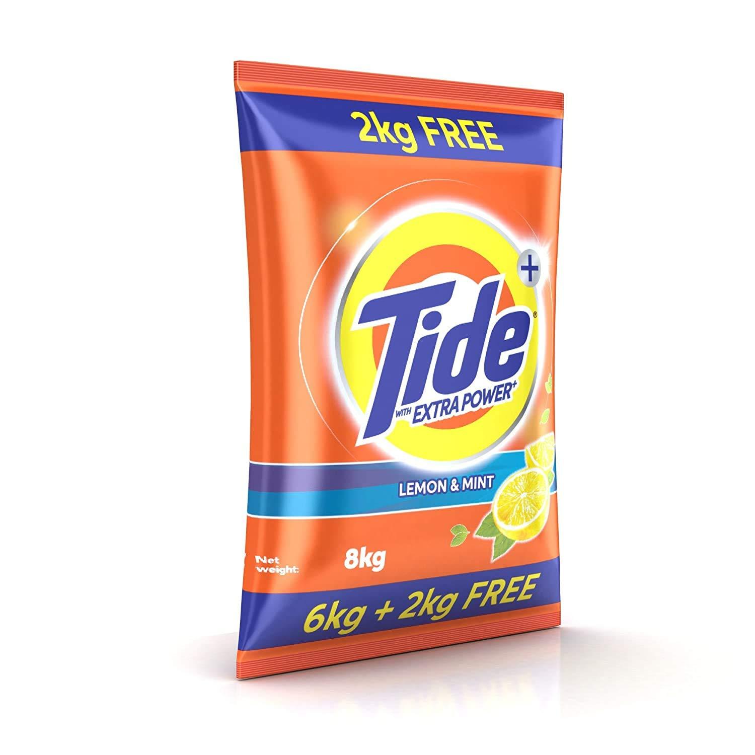 Tide Tide Plus Extra Power Detergent Washing Powder - 6 kg + 2 kg Free = 8kg (Lemon and Mint)