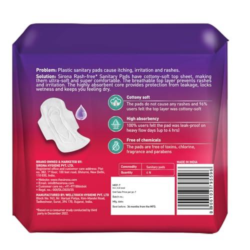 Sirona Sirona Max Sanitary Pads for Women | XL Plus (Pack of 4 Pads) | 100% Rash Free & Toxic-Free | Organic Cotton Sanitary Pad | Up to 0% Leakage, Comfortable & High Absorbency