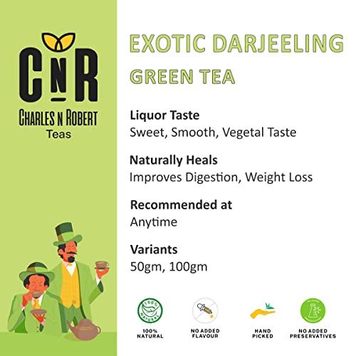 CHARLES N ROBERT Charles N Robert Exotic Darjeeling Green Tea 300gms (150 Cups) | Single Estate Whole Leaf Tea