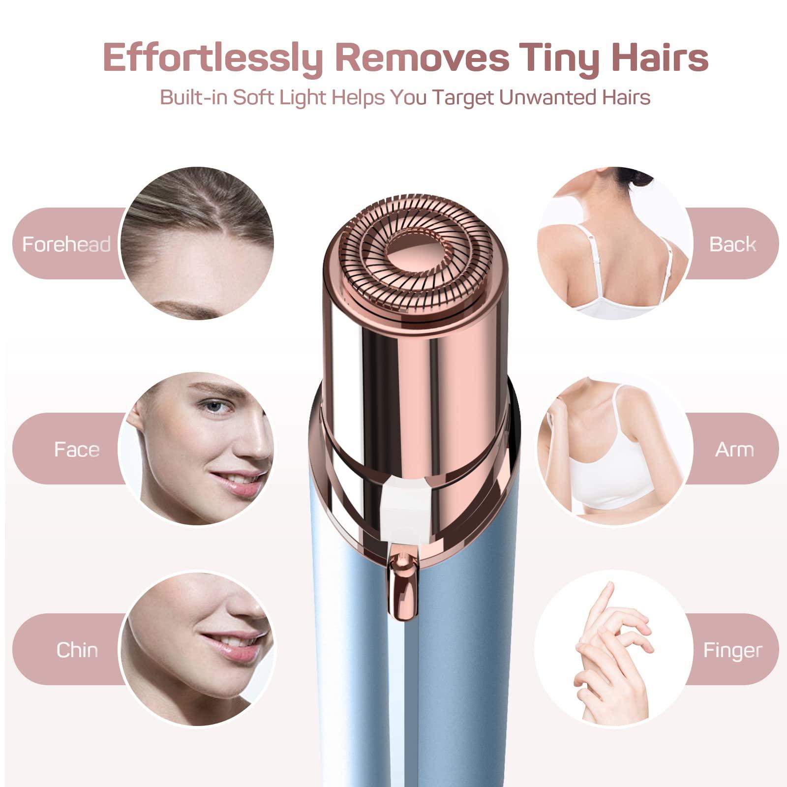 gurelax Gurelax Facial Hair Removal for Women(as seen on tv), Painless Hair Remover Rechargeable, The Best Female Shaver with 2 x Replacement Heads, Lady Face Electric Razor for Upper Lip, Chin, Mustache