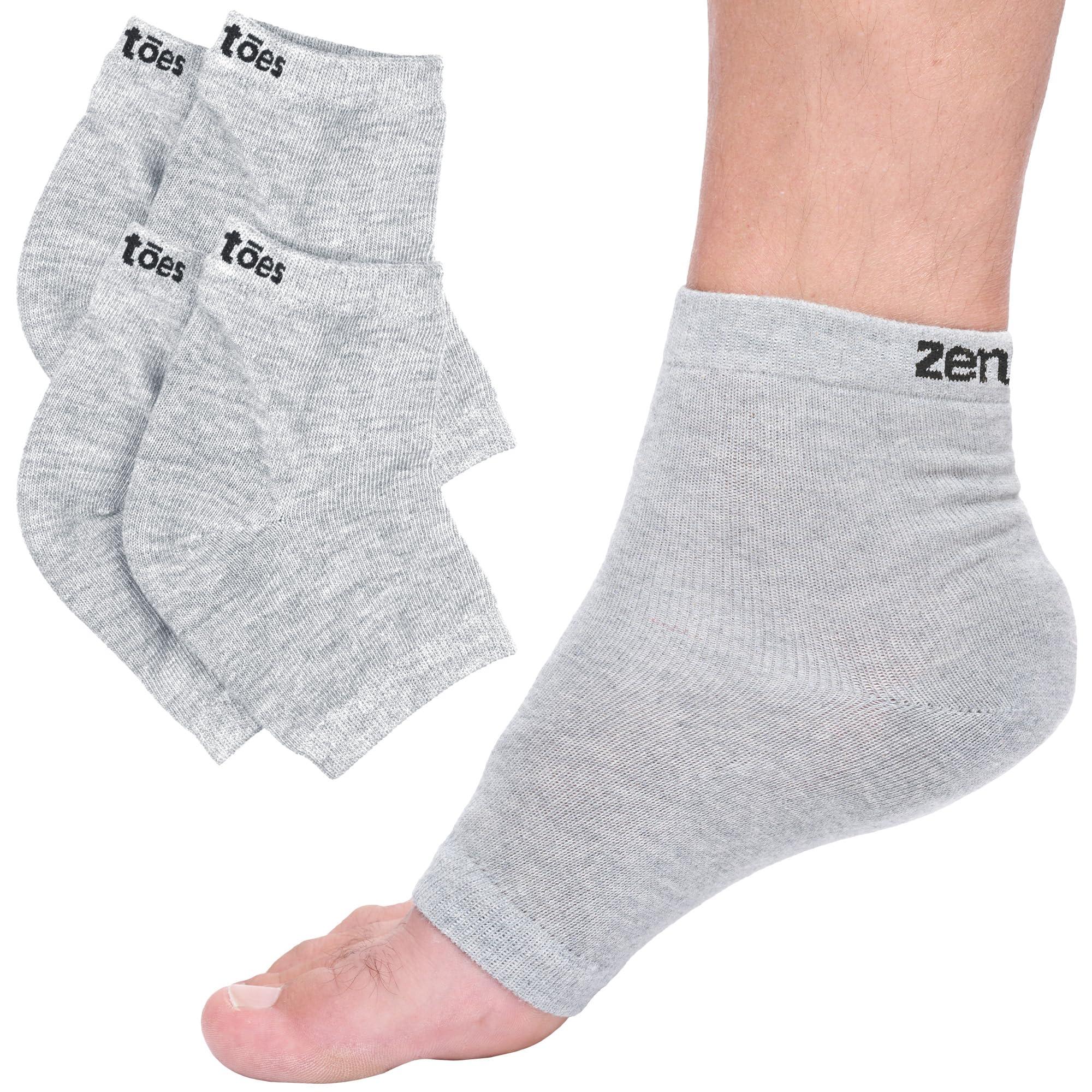 ZenToes ZenToes Moisturizing Heel Socks 2 Pairs Gel Lined Toeless Spa Socks to Heal and Treat Dry, Cracked Heels While You Sleep (Cotton, Gray)