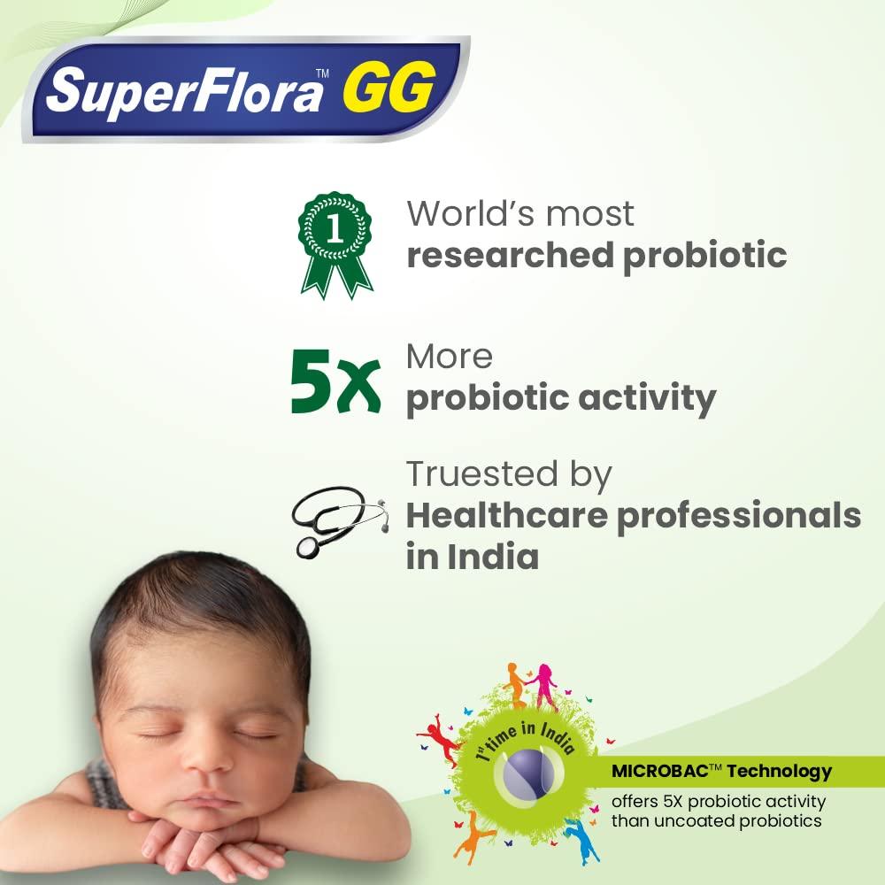 Sundyota Lifecare Sundyota Lifecare Superflora Gg Probiotic Supplement Drops|Specially Designed For Baby For Colic Pain,Digestion & Diarrhoea|5X Superior Efficacy|Flavor-Less Lactobacillus Probiotic|8Ml Pack