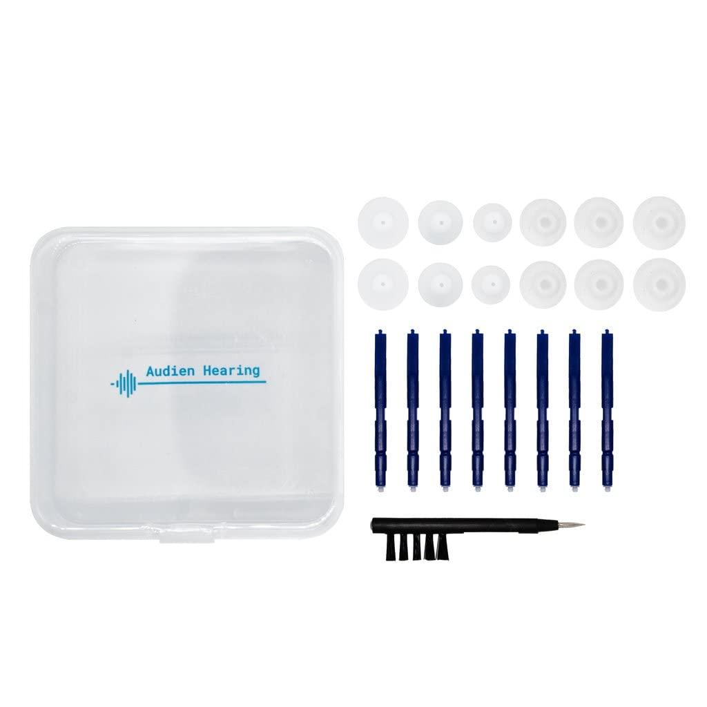Audien Hearing Audien Hearing Amplifier EV3 Accessories Kit, Silicone Dome Earbuds, Cleaning Brush and Screwdriver, Wax Guards, Carrying Case