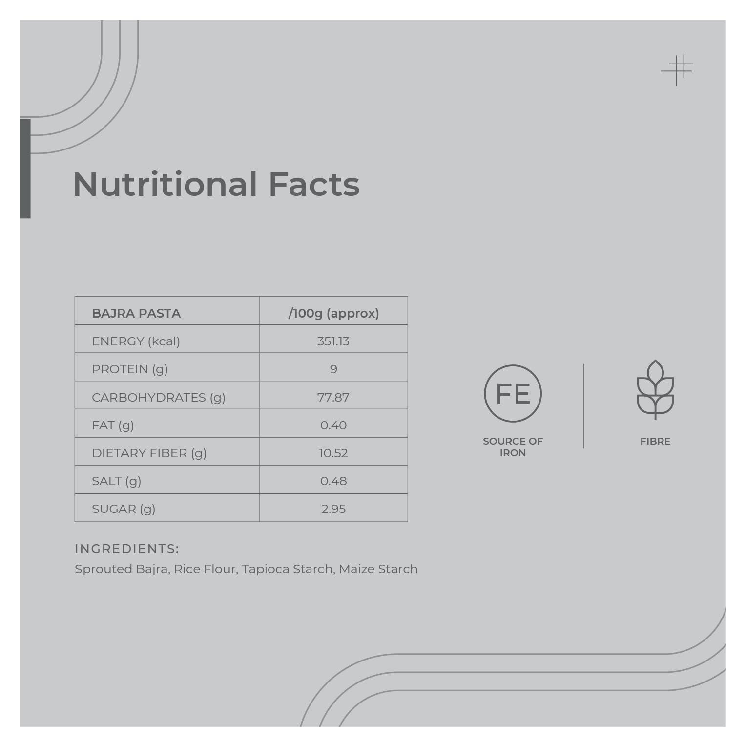 THE MILLET COMPANY The Millet Company Sprouted Bajra Pasta Fusilli, Gluten-free, Maida-Free, High-Fibre Pasta