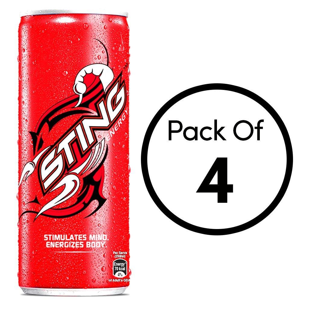 Sting Sting Energy Drink, 250ml Can (Pack of 4)