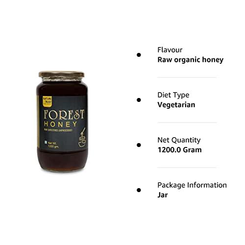 NATURE TRUST Nature Trust Raw Organic Forest Honey,1200 Gram, Wild, Unprocessed, Unheated, Non Pasteurized, Original Honey 100% Pure and Natural (1.2 Kg)