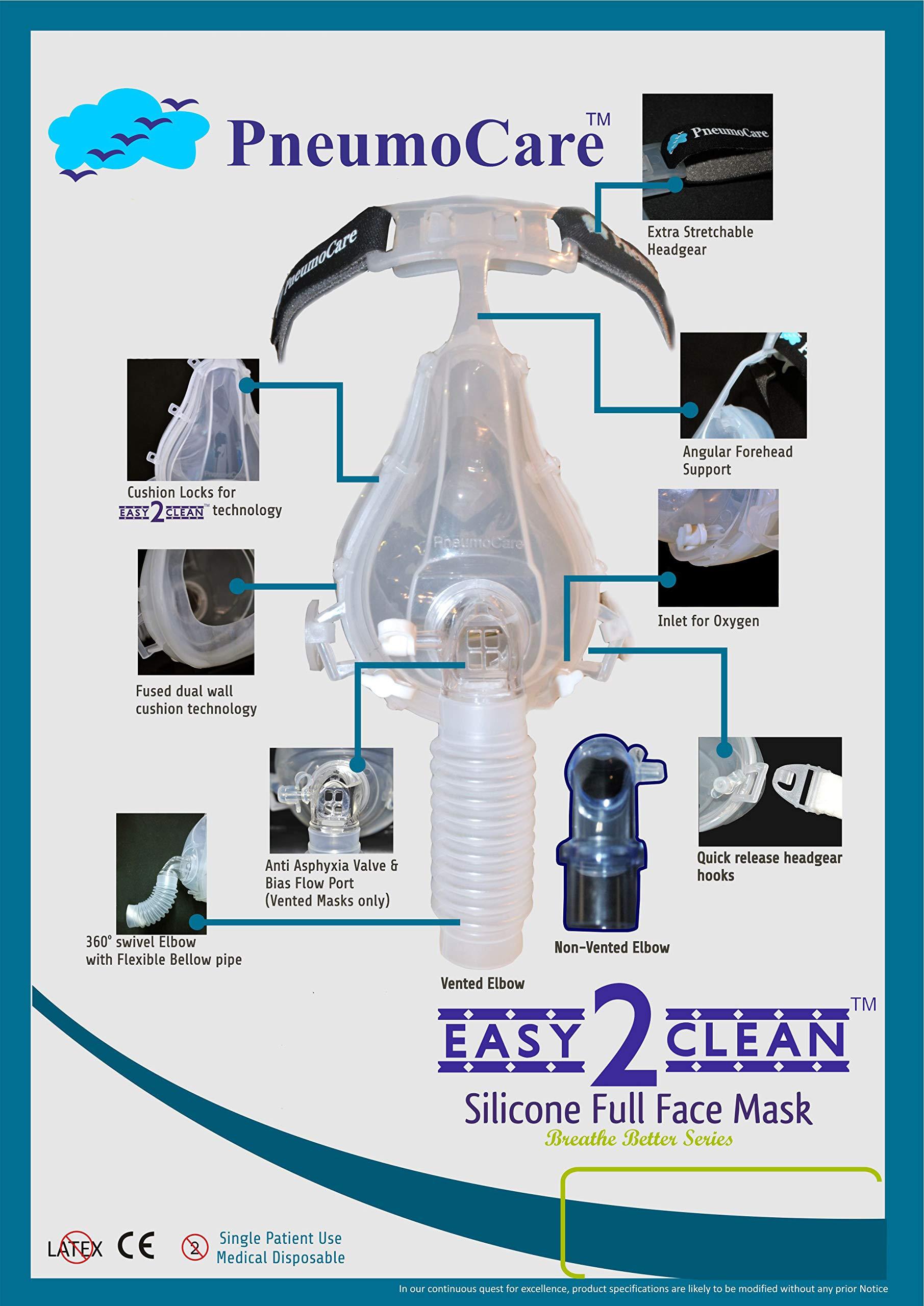 Pneumo Care Health Private Limited Pneumo Care Health Private Limited Easy to Clean E2C Non-Vented Mask with Head Gear (Medium)