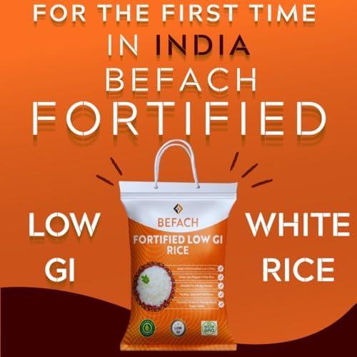 Befach 4x Befach Fortified Low GI Rice | Free of Pesticides, Non GMO, Certified Low GI & Low Sugar White Rice Perfect for Diet & Diabetic Patients | 4.5 kg (Pack of 3)