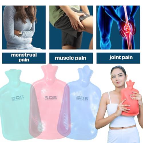 BOS MEDICARE SURGICAL Bos Medicare Surgical Hot Water Bag 2L Reusable Pain Relief, Sport Injuries Cramps & Relaxation for Aches Portable Fishtail Design Blue color