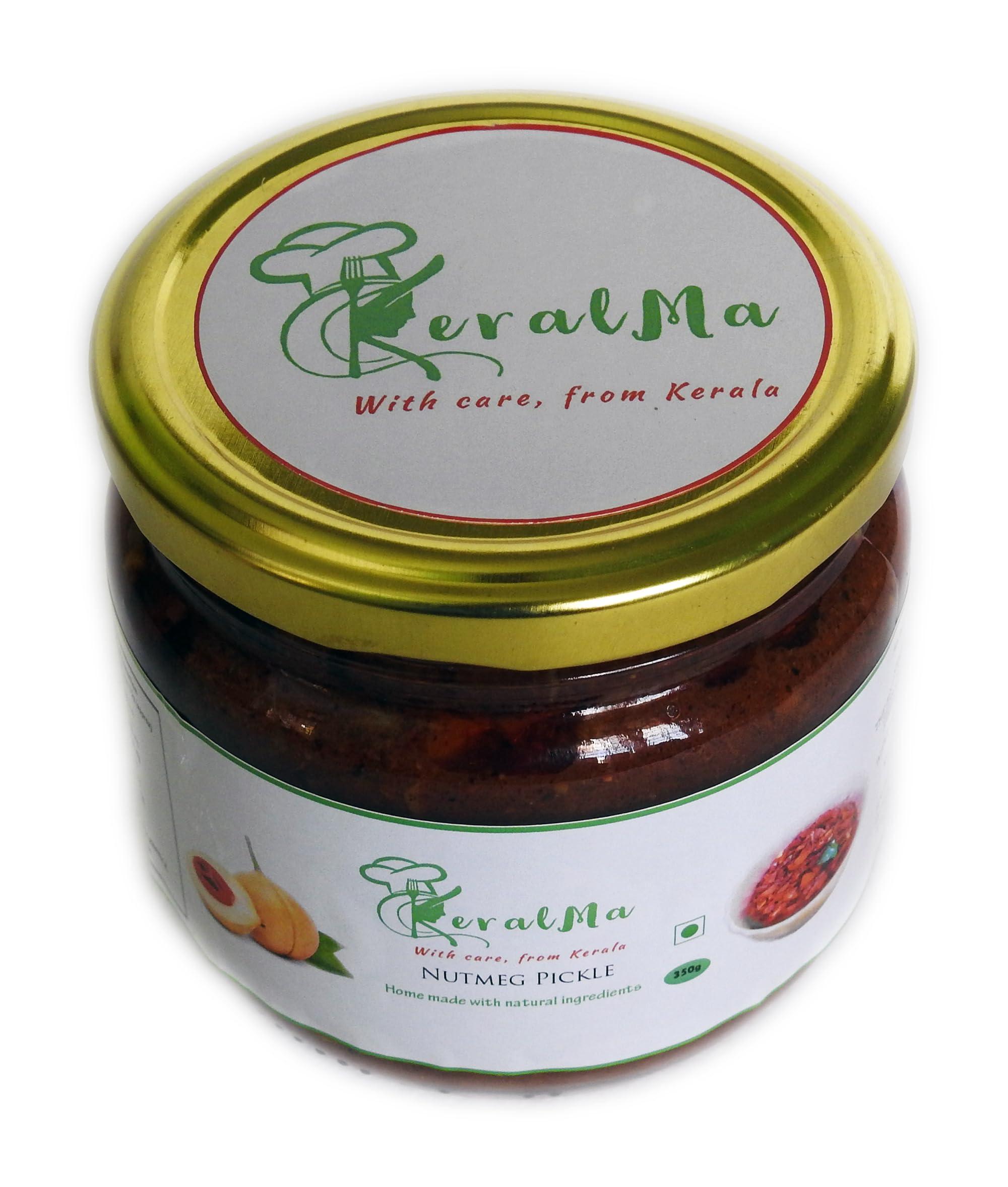 KeralMa KeralMa Homemade Nutmeg Pickle | 350g | Authentic Kerala Pickle | Spicy South Indian Pickle | Jaiphal Achaar | Jathikai Achaar | Tasty pickle | Natural, no artificial flavours | No preservatives