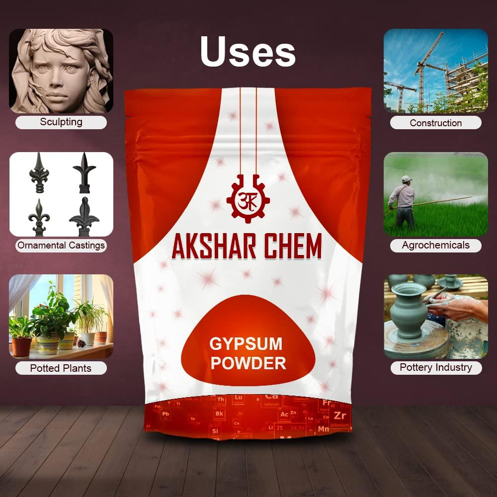 Akshar Chem Gypsum Powder - Industrial Grade for Construction and Soil Improvement (10 KG)