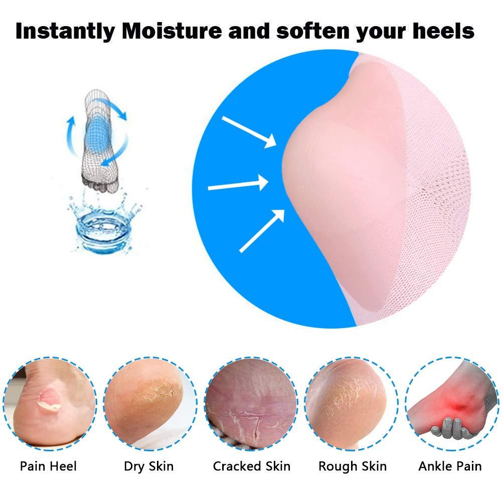 Codream 3 Pairs Vented Moisturizing Gel Socks Lotion Gel for Dry Cracked Heels, Spa Gel Socks Humectant Moisturizer Heel Balm Foot Treatment (Pink&Grey&Turquoise)
