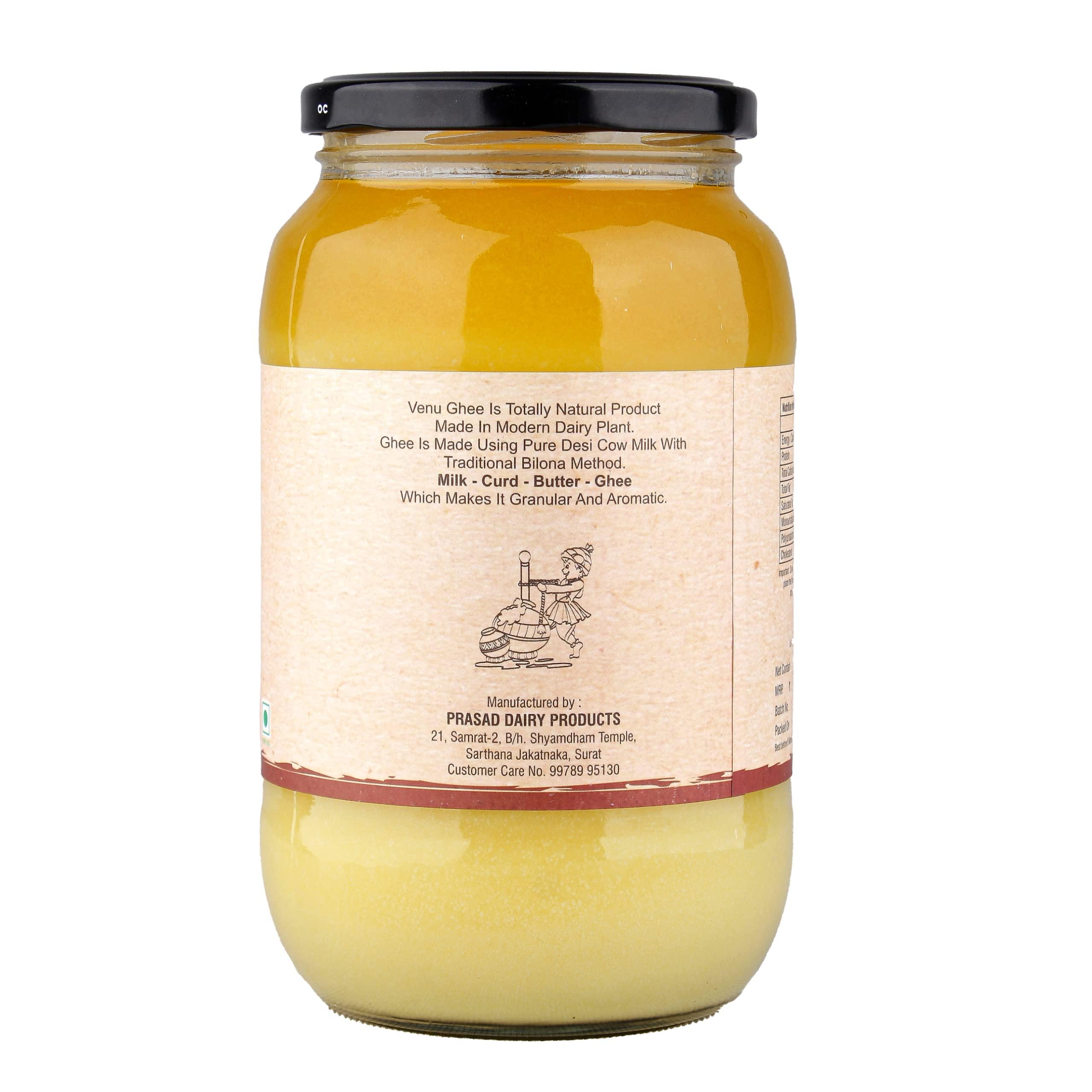 Venu Venu A2 Cow Ghee Made by Traditional Churning Bilona Method (1000ML)