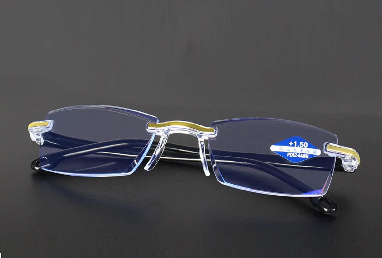 AUGEN AUGEN Blue Block Rimless Reading Glasses Gold Clear Unisex Free Size Power (+3.00, Pack Of 3)