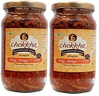 Chokkha Chokkha Traditional Homemeade Hing Mango Pickle (Hing Aam) | No colour Added | Vegan | 100% Oil-Free | Combo of 2| 200 Gm Each