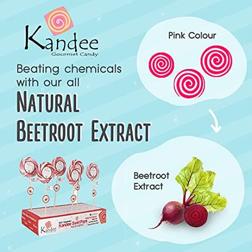 Kandee Kandee Swirl Pops Classic Strawberry Round Candy Lollipop (3Inch) - Pack of 6