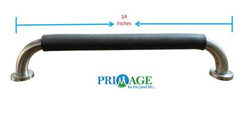 Primage - for the good life Primage - for the good life Stainless Steel Bathroom Safety Grab Bar with Anti-Slip Grip (12 Inch Length, 1.5 Inch Diameter)