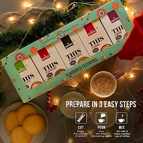 Continental This Continental THIS 3 in 1 Flavour Coffee Premix Combo (Creamy + Hazelnut + Cappuccino + Caramel + Mocha), 708gm (GIFT/FESTIVE PACK)