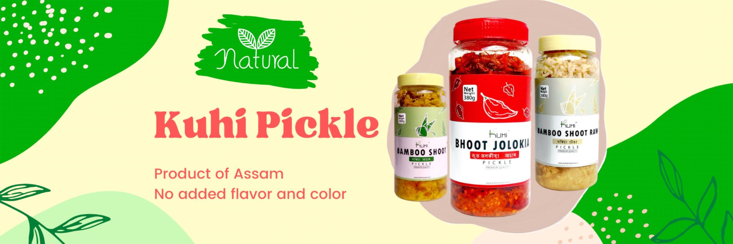 KUHI ENTERPRISE Kuhi's Bamboo Shoot (Raw) Pickle No Preservatives Spicy Pickle Homemade Tasty & Pure Natural Healthy Ingredients ( Pack of 2 x 250gms)