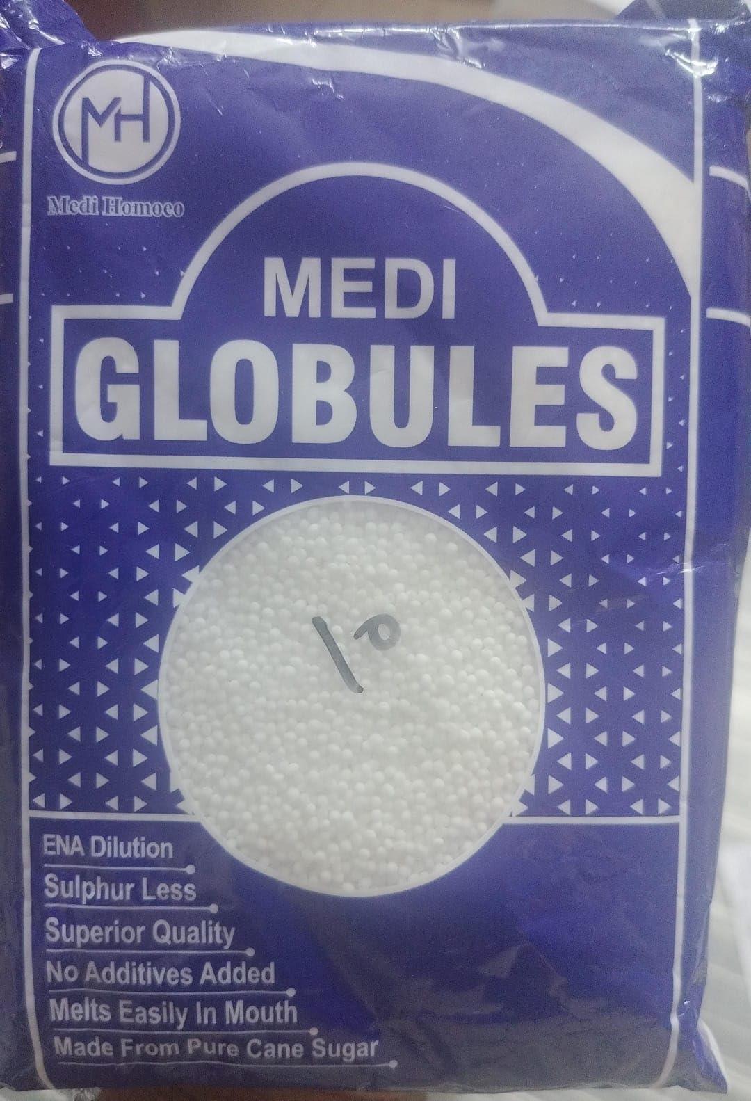 Medi Homoeo Medi Homoeo Sugar Globules Blank Pellets Plain Pills, Non-Medicated Pellets Pills | Sulphur Less Globules For Homeopathic Medicine (Size 10)