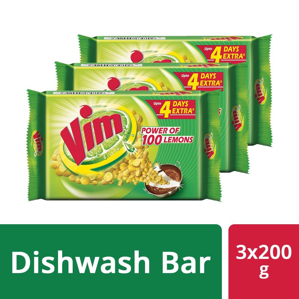 VIM Vim Dishwash Bar - 200 g (Pack of 3)