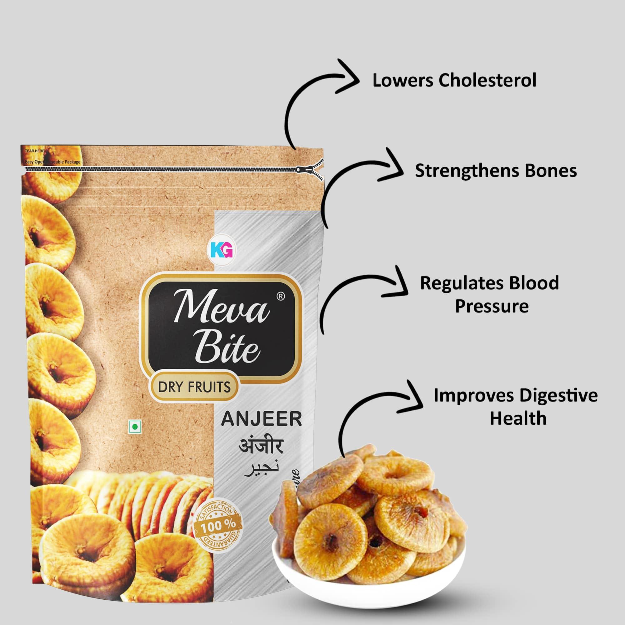 MEVABITE MevaBite Premium Dried Fig - 1kg | Sweet & Fresh Anjeer/Figs | 100% Vegan & Gluten Free | Good for Heart Health (Pack of 5 x 200 Grams)