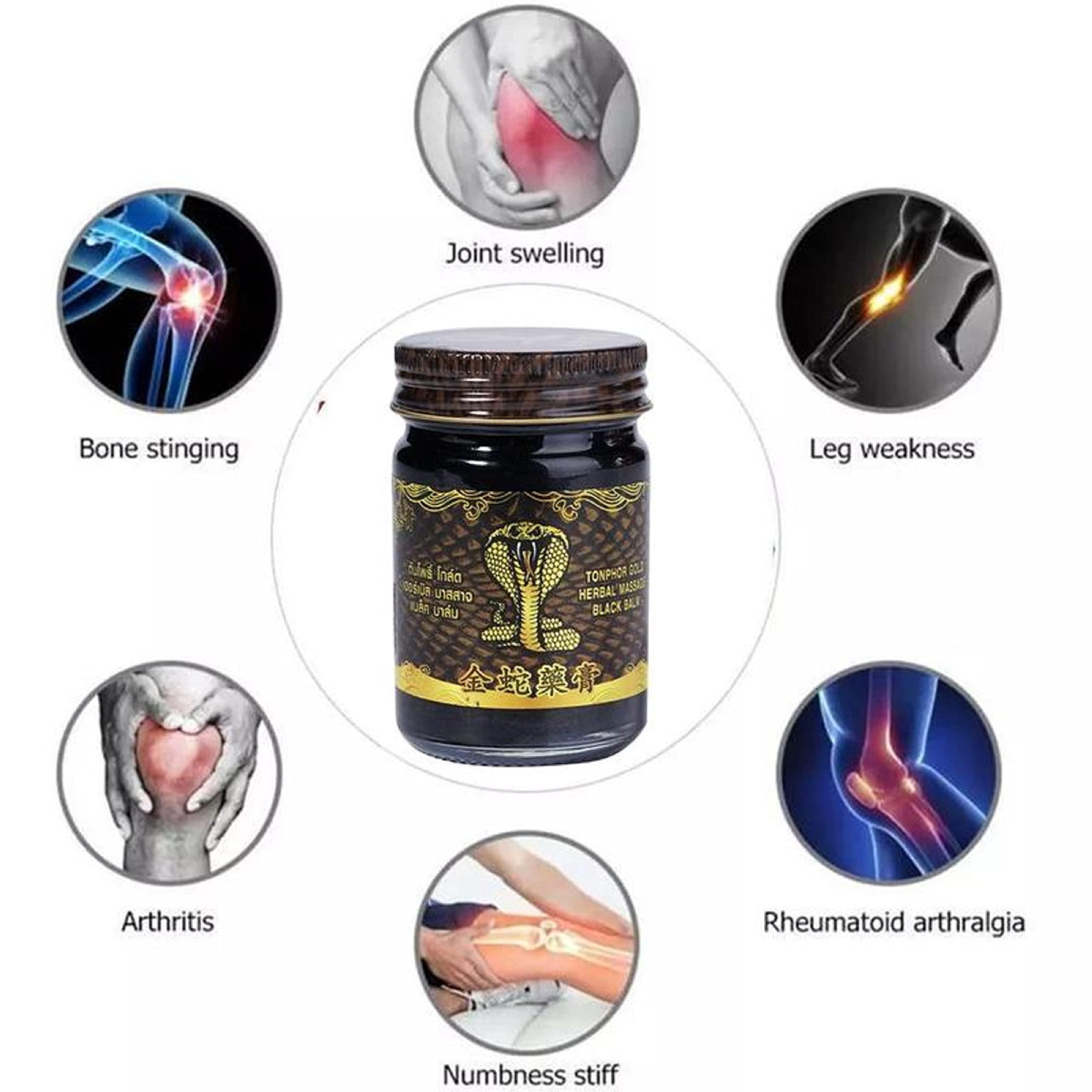 HANI PO HANI PO Ton Phor brand Black Balm rub BLACKSNAKE 50g - Pack of 1 - Thailand ProductPain relief balm | Oil for elder women | Men Pain relief balm for adult | Pain relief oil for women | Mens | Pain relief balm for girls | boys - Imported Products