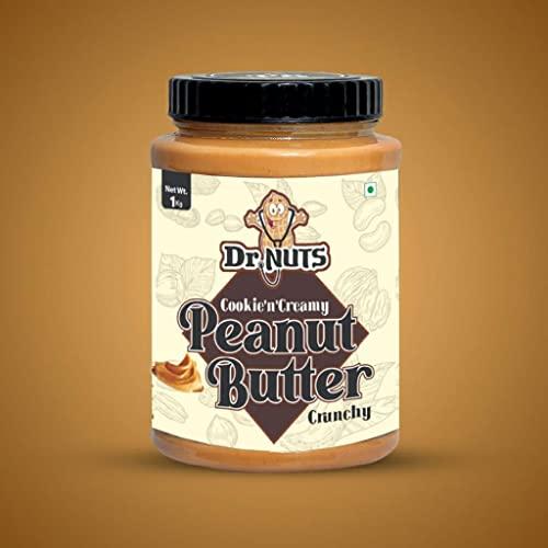 Dr NUTS Dr NUTS Peanut Butter Cookie n Cream 1KG | High Protein & Fiber | No Preservatives | Vegan | Non GMO | Cholesterol Free | Gluten Free